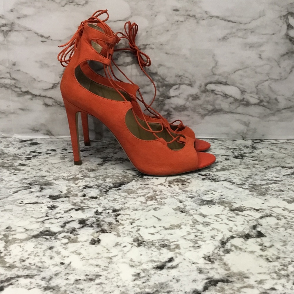 Aldo Lace Up Orange Heels Sandals